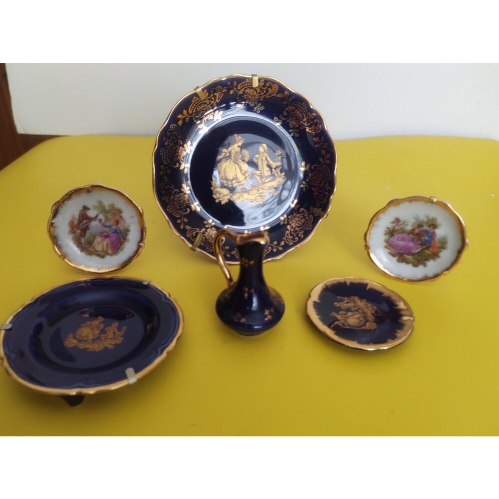 Vintage Limoges Miniature Plates & Pitcher 6 piece Lot